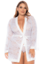 Peignoir grande taille en dentelle blanche 