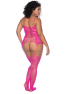 Combinaison grande taille en résille rose 
