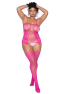 Combinaison grande taille en résille rose 