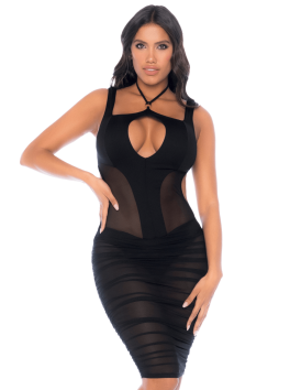 Robe noire semi transparente dos nu 
