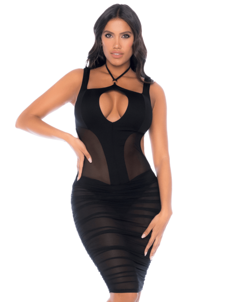 Robe noire semi transparente dos nu 