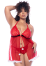 Costume sexy Mère Noël grande taille avec babydoll et string 
