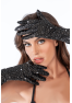 Une paire de gants satinés noirs avec strass - Mapalé
