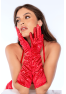 Une paire de gants satinés rouges avec strass - Mapalé