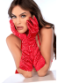Une paire de gants satinés rouges avec strass - Mapalé