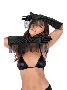 Une paire de gants noirs avec franges - Mapalé