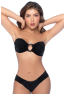Bikini Bandeau Noir avec Anneau Central 