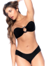 Bikini Bandeau Noir avec Anneau Central 