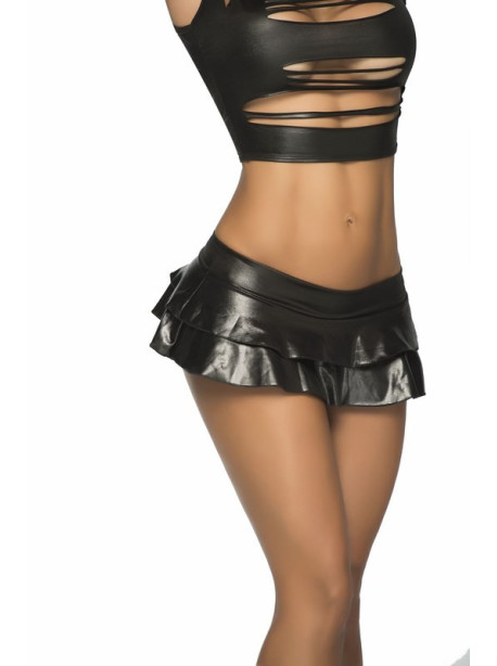 Jupette double fronce Wet Black 