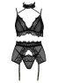 Velvet sin lingerie set - Black