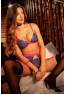 Ensemble lingerie 3 pièces bleu et rose brodé avec sequins – Mapalé