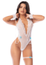 Body blanc en dentelle avec menottes amovibles et jarretière – Mapalé