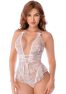 Body blanc en dentelle avec dos ouvert et encolure halter – Mapalé