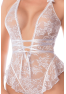 Body blanc en dentelle avec dos ouvert et encolure halter – Mapalé