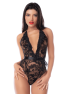 Body noir en dentelle avec dos ouvert et accessoires – Mapalé