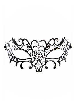 Masque vénitien Elena rigide noir avec strass 