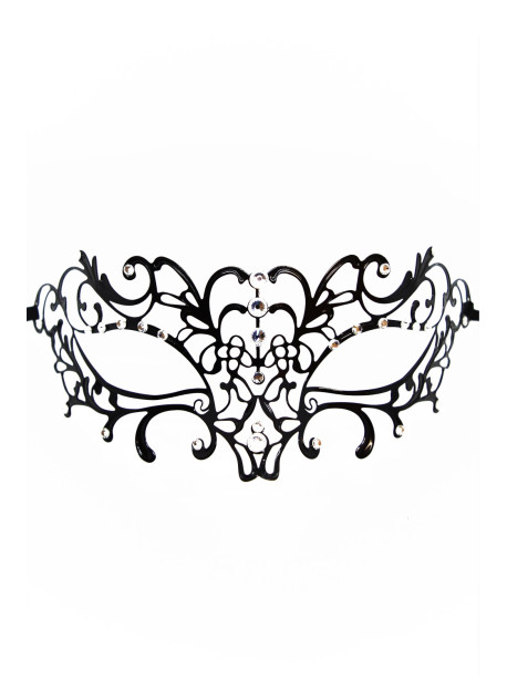 Masque vénitien Elena rigide noir avec strass 