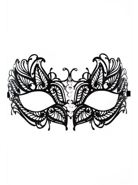 Masque vénitien Greta rigide noir avec strass 