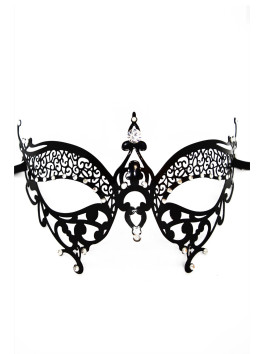 Masque vénitien Alida rigide noir avec strass 
