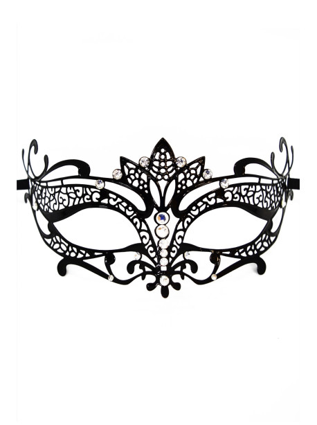 Masque vénitien Asia rigide noir avec strass 