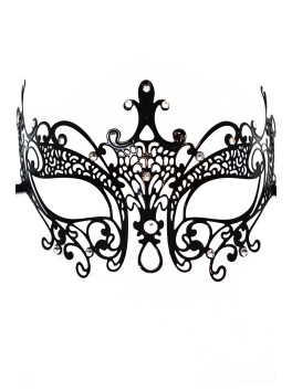 Masque vénitien Lucia rigide noir avec strass 