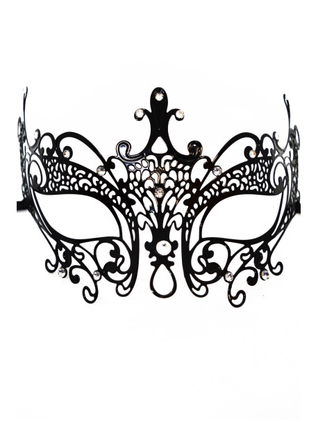 Masque vénitien Lucia rigide noir avec strass 