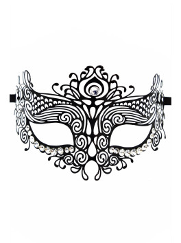 Masque vénitien Ornella rigide noir avec strass 