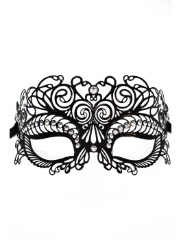 Masque vénitien Giulia rigide noir avec strass 