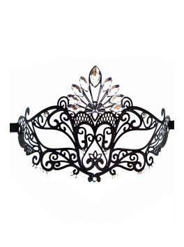 Masque vénitien Gemma rigide noir avec strass 