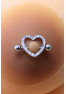 Paire de cache-tétons piercing barre coeur faux diamant peau métisse 