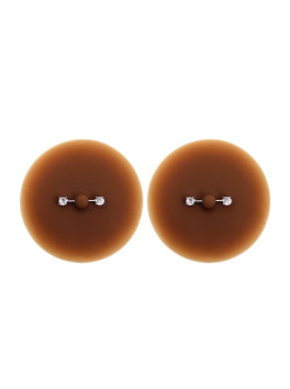 Paire de cache-tétons piercing barre faux diamant peau foncée 
