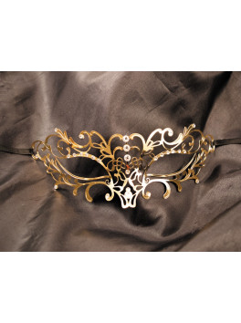 Masque vénitien Elena rigide doré avec strass 