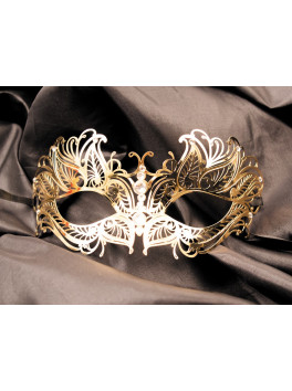 Masque vénitien Greta rigide doré avec strass 