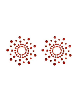 Paire de cache tétons adhésifs strass rouge 