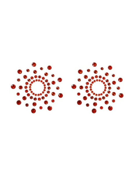 Paire de cache tétons adhésifs strass rouge 