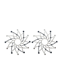 Paire de cache tétons adhésifs strass noir et blanc 