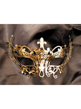 Masque vénitien Lucia rigide doré avec strass 