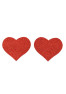 Paire de cache tétons adhésifs coeur pailleté rouge 