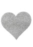 Paire de cache tétons adhésifs cœur pailleté blanc 