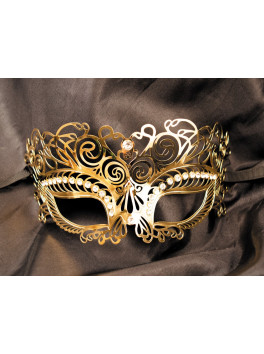 Masque vénitien Giulia rigide doré avec strass 