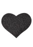 Paire de cache tétons adhésifs coeur pailleté noir 
