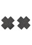 Paire de cache tétons adhésifs croix pailletée noir 