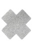 Paire de cache tétons adhésifs croix pailletée blanc 