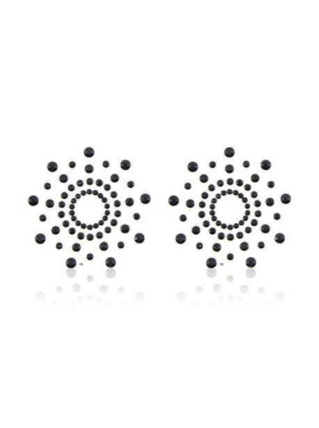 Paire de cache tétons adhésifs strass noir 