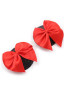 Paire de cache tétons adhésifs noir avec nœud papillon rouge 