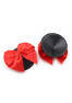 Paire de cache tétons adhésifs noir avec nœud papillon rouge 