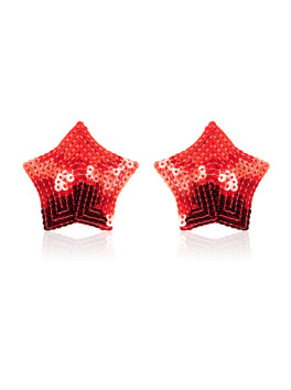 Paire de cache tétons adhésifs étoile pailletée sequin rouge 