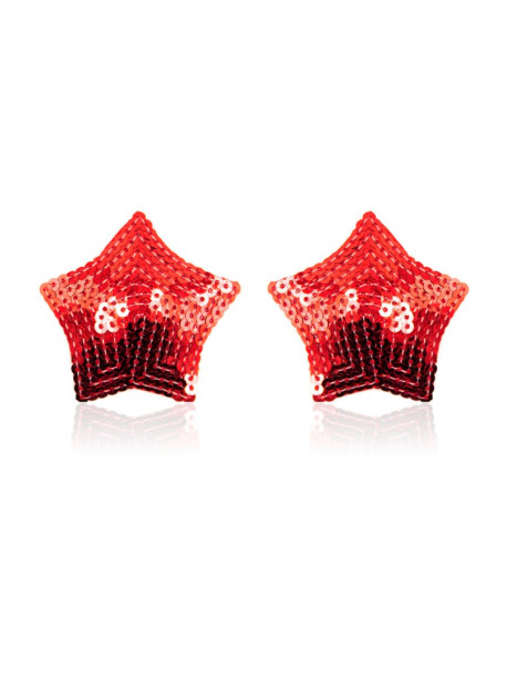 Paire de cache tétons adhésifs étoile pailletée sequin rouge 