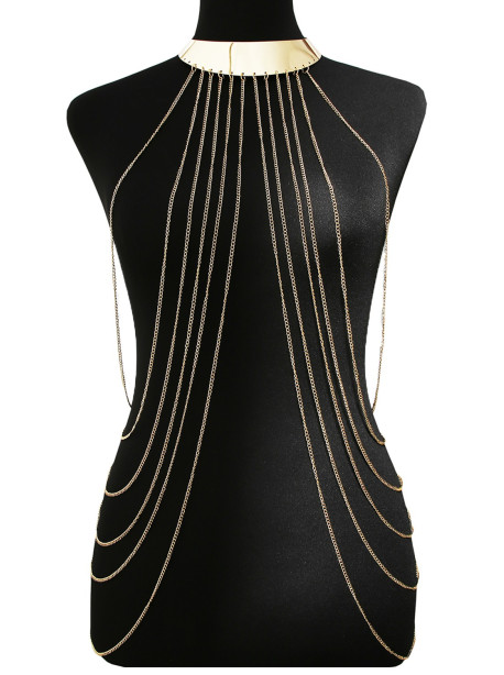 Bijou Tour de cou avec chaines de corps doré 