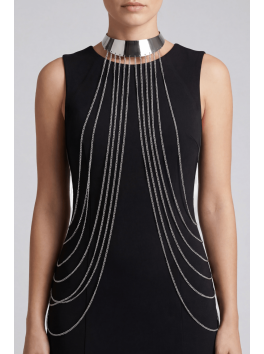 Bijou Tour de cou avec chaines de corps argenté 